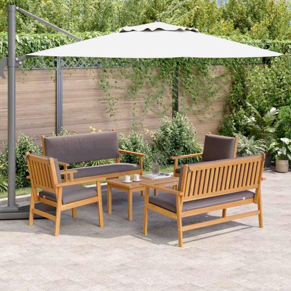 ARDEBO.de - 5-teiliges Garten-Sofa-Set mit Kissen aus massivem Akazienholz