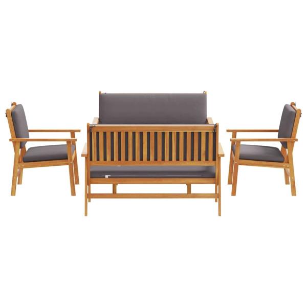 5-teiliges Garten-Sofa-Set mit Kissen aus massivem Akazienholz