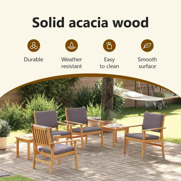 Gartensofa-set 6 pcs Braun Massivholz Akazie