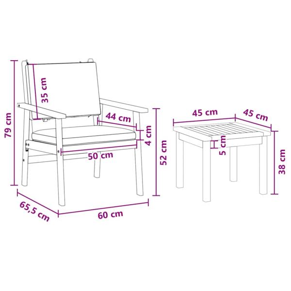 6-teiliges Garten-Esszimmer-Set mit Kissen aus massivem Akazienholz
