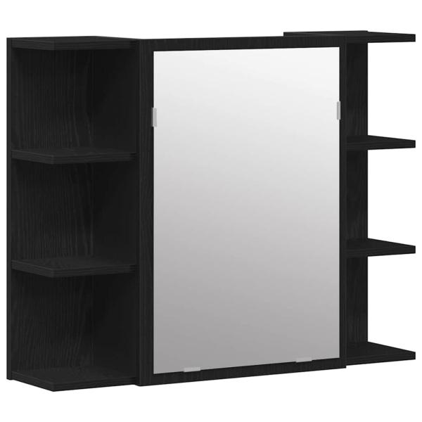 Badezimmermöbel Set 4 Teile Schwarz Eiche Holzwerkstoff Stauraum