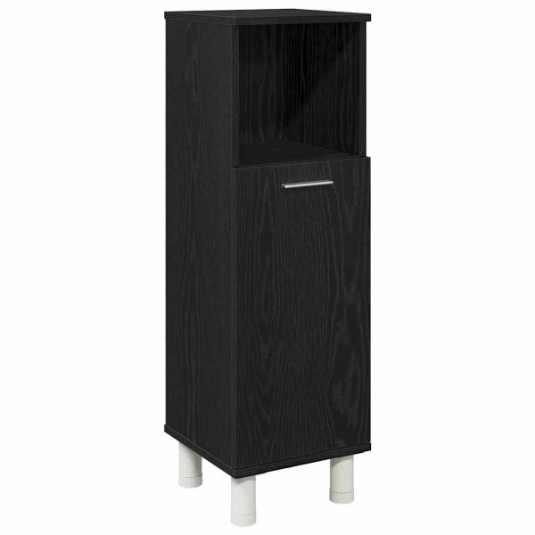 Badezimmermöbel Set 4 Teile Schwarz Eiche Holzwerkstoff Stauraum