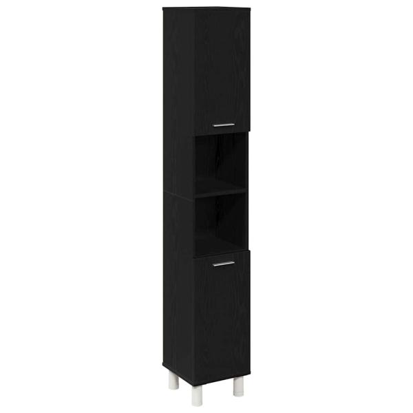 Badezimmermöbel Set 4 Teile Schwarz Eiche Holzwerkstoff Stauraum