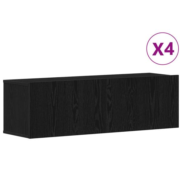 4-teiliges TV-Schranksystem Wandmontage Schwarz Eiche