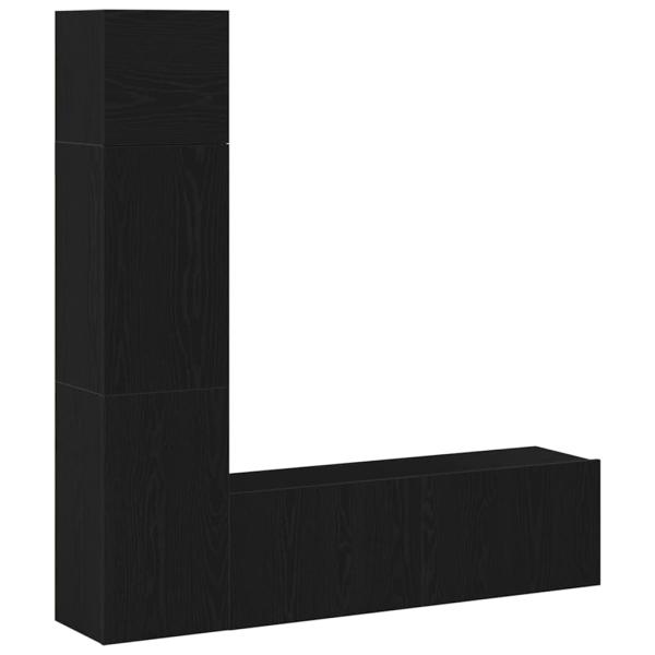 ARDEBO.de - 3-teiliges Wand-Montage TV-Schrank Set Schwarz Eichenholz Spanplatte