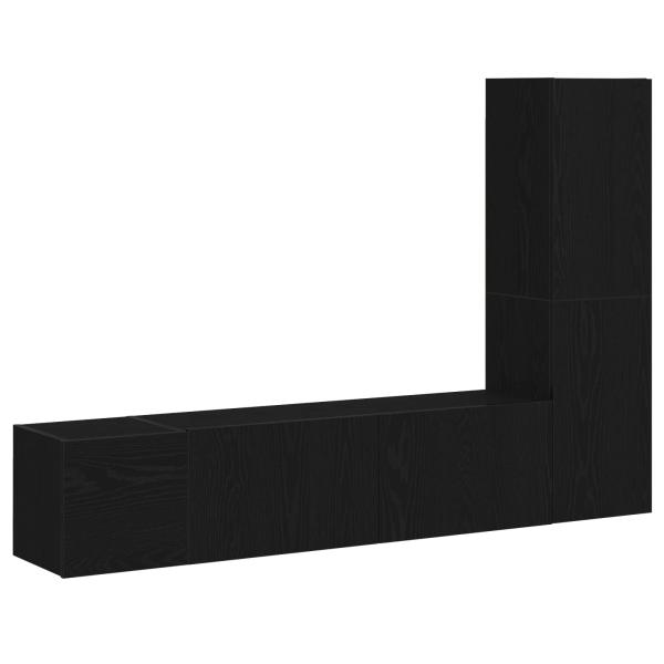 3-teiliges Wand-Montage TV-Schrank Set Schwarz Eichenholz Spanplatte