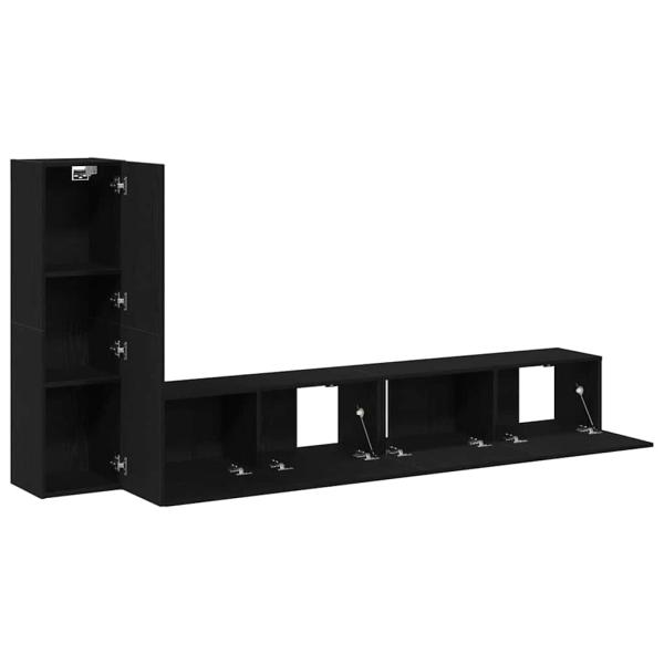 3-teiliges TV-Schrank-Set Wandmontage Schwarzes Eichenholz Werkstoff