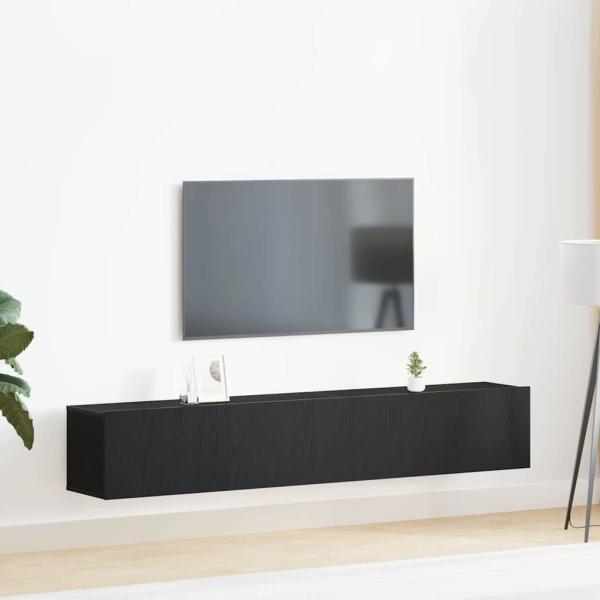 2-teiliges TV-Schrank-Set Schwarzes Holzwerkstoff