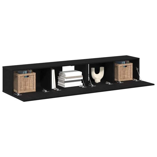 2-teiliges TV-Schrank-Set Schwarzes Holzwerkstoff