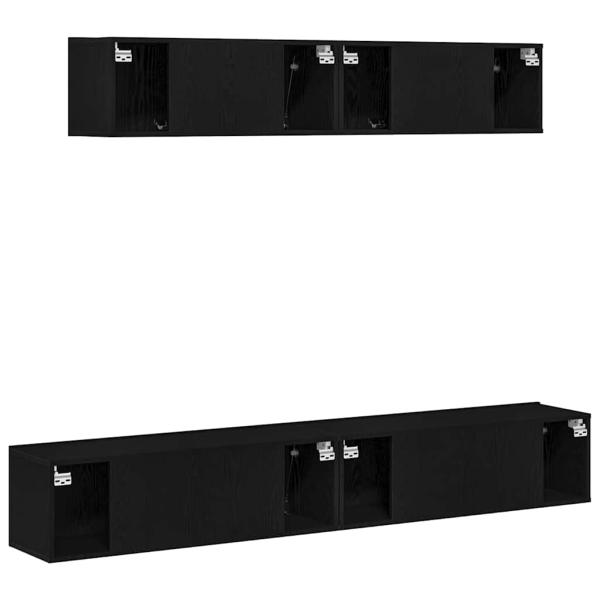 4-teiliges TV-Schranksystem Schwarz aus Holzwerkstoff