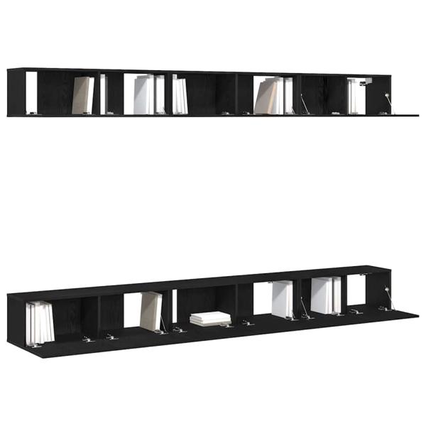 6-teiliges TV-Schrank-Set Schwarzes Eichenholz