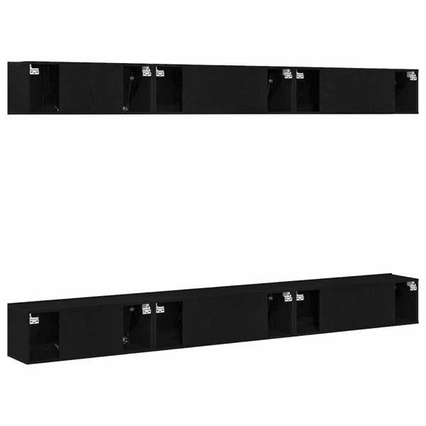 6-teiliges TV-Schrank-Set Schwarzes Eichenholz