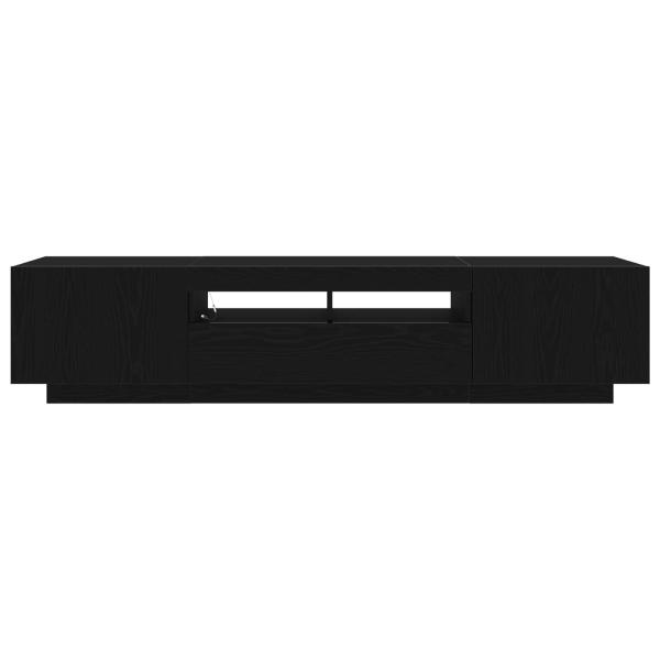 TV-Schrank mit LED-Lichtern, Schwarz, Eiche, 180x35x40 cm, Holzwerkstoff