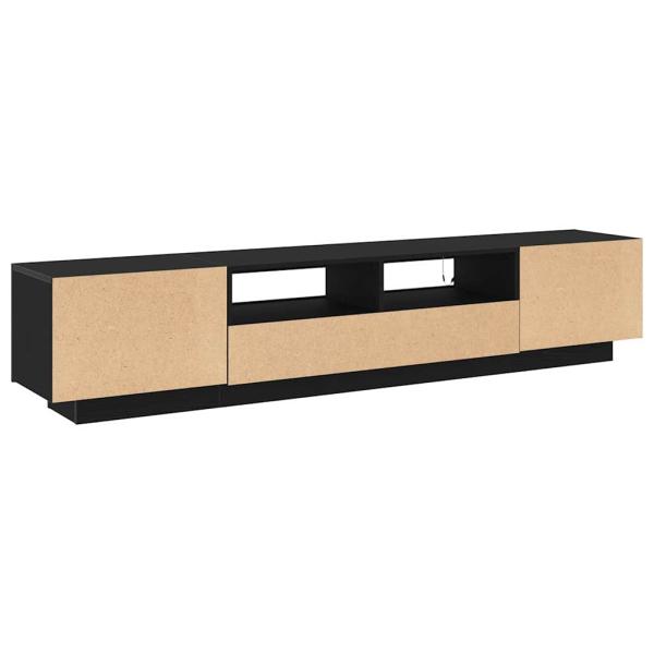 TV-Schrank mit LED-Licht in Schwarz und Eiche 200x35x40 cm aus Holzwerkstoff