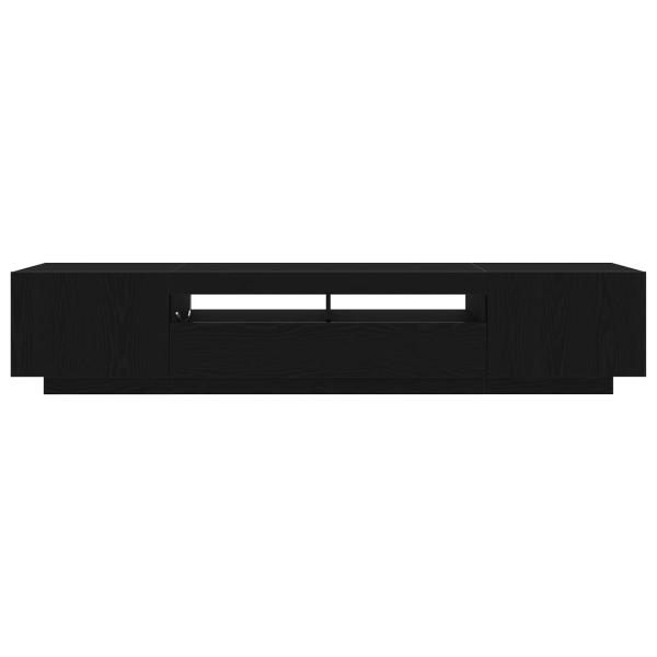 TV-Schrank mit LED-Licht in Schwarz und Eiche 200x35x40 cm aus Holzwerkstoff