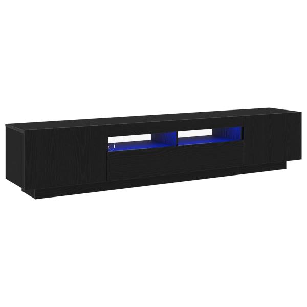 TV-Schrank mit LED-Licht in Schwarz und Eiche 200x35x40 cm aus Holzwerkstoff