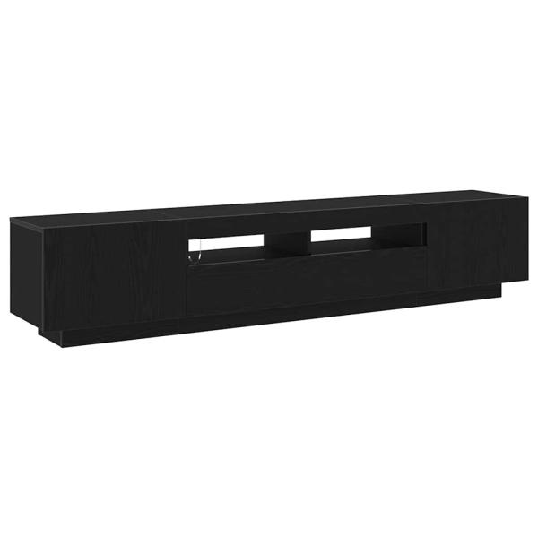 TV-Schrank mit LED-Licht in Schwarz und Eiche 200x35x40 cm aus Holzwerkstoff
