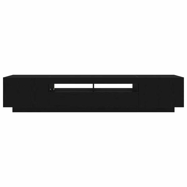 TV-Schrank mit LED-Licht in Schwarz und Eiche 200x35x40 cm aus Holzwerkstoff