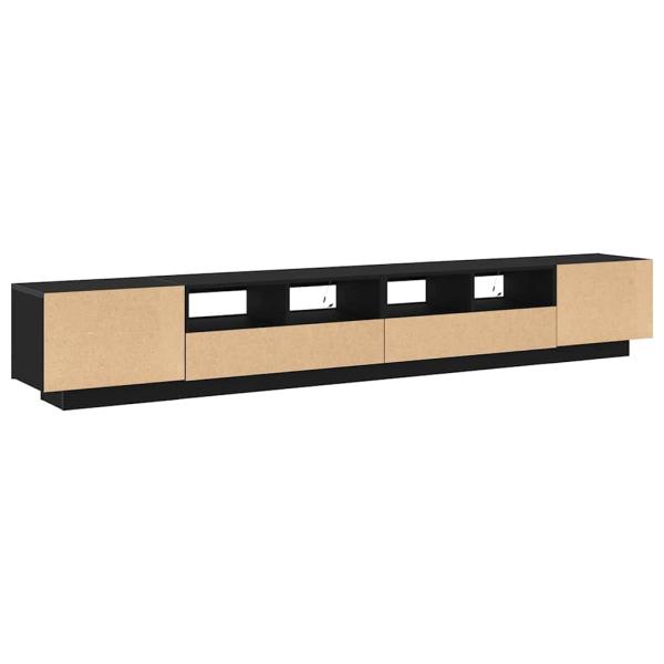 TV-Schrank mit LED-Leuchten, schwarz, Eiche, 260x35x40 cm, Holzwerkstoff