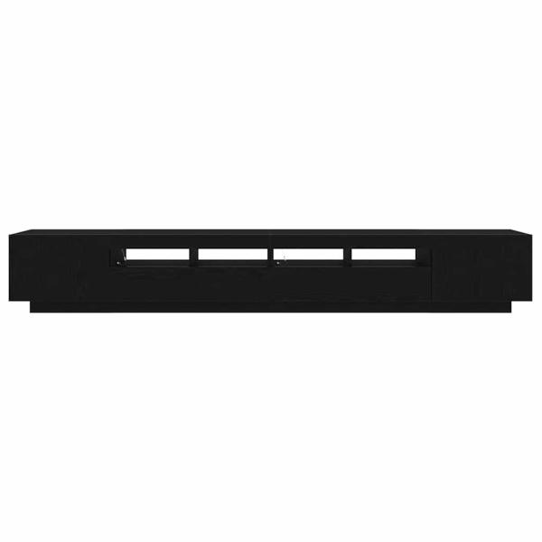 TV-Schrank mit LED-Leuchten, schwarz, Eiche, 260x35x40 cm, Holzwerkstoff