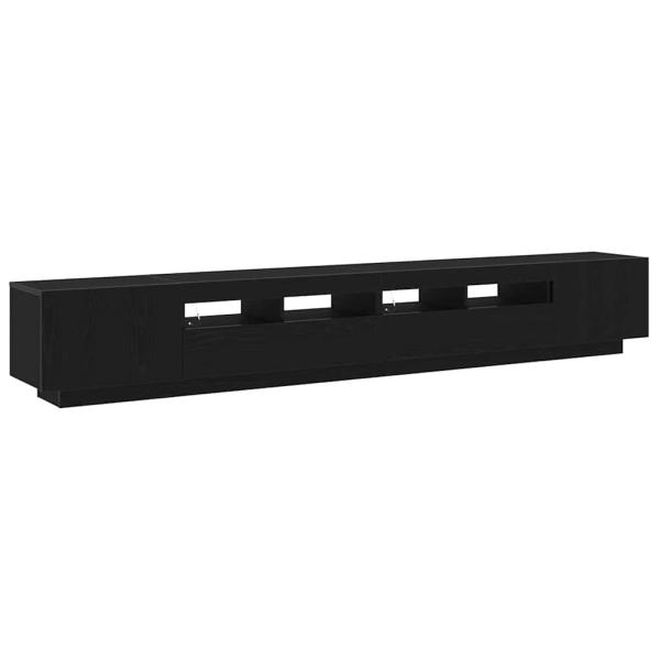 TV-Schrank mit LED-Leuchten, schwarz, Eiche, 260x35x40 cm, Holzwerkstoff
