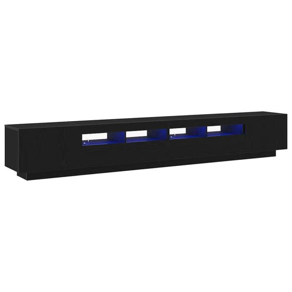 TV-Schrank mit LED-Leuchten, schwarz, Eiche, 260x35x40 cm, Holzwerkstoff
