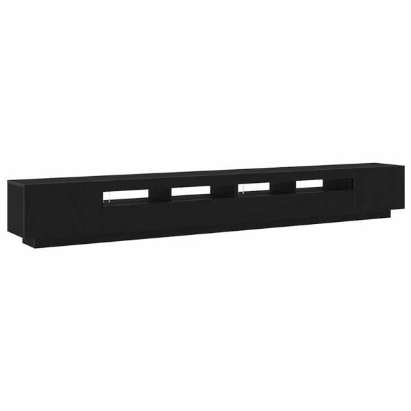 TV-Schrank mit LED-Lichtern in Schwarz und Eiche, 300x35x40 cm, Holzwerkstoff