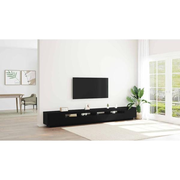 TV-Schrank mit LED-Lichtern in Schwarz und Eiche, 300x35x40 cm, Holzwerkstoff