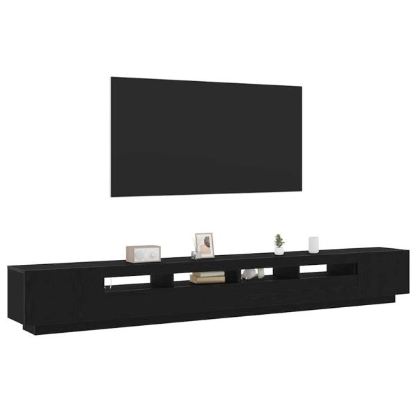 TV-Schrank mit LED-Lichtern in Schwarz und Eiche, 300x35x40 cm, Holzwerkstoff