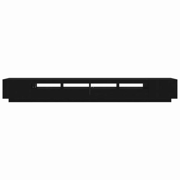 TV-Schrank mit LED-Lichtern in Schwarz und Eiche, 300x35x40 cm, Holzwerkstoff