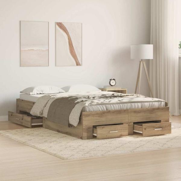Bettgestell mit Schubladen Artisan Eiche 120x200 cm Holzwerkstoff