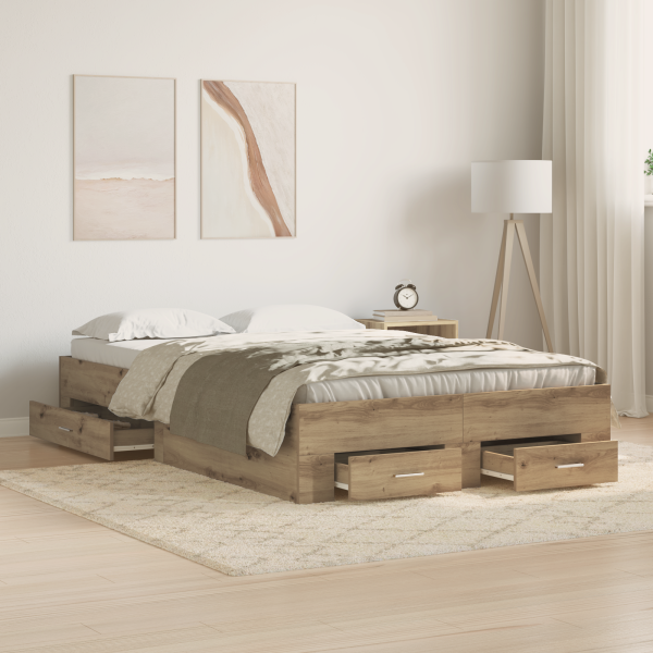 Bettgestell mit Schubladen Artisan Eiche 120x200 cm Holzwerkstoff