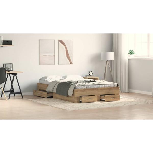 Bettgestell mit Schubladen Artisan Eiche 120x200 cm Holzwerkstoff