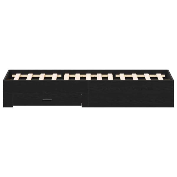 Bettgestell mit Schubladen Schwarz Eiche 135x190 cm Ingenieurholz