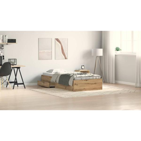 Bettgestell Artisan Eiche 90x190 cm aus Holzwerkstoff