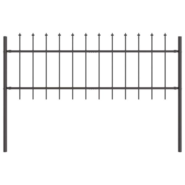 Gartenzaun mit Spitze Grau 3,4x0,6 m aus Stahl