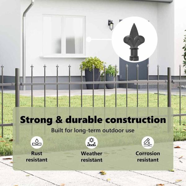 Gartenzaun mit Spitze Grau 3,4x0,6 m aus Stahl