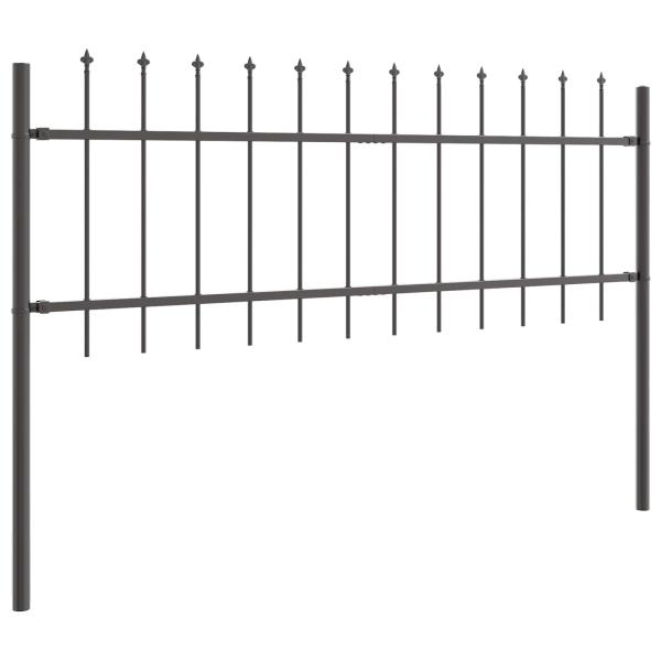 Gartenzaun mit Spitze Grau 3,4x0,6 m aus Stahl