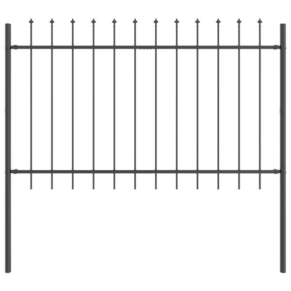 Gartenzaun mit Speerspitze Grau 3,4x0,8 m aus Stahl