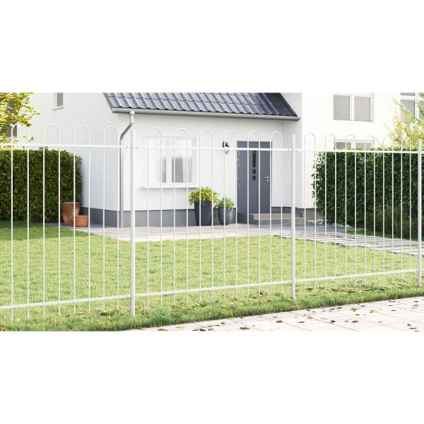 Gartenzaun mit Spitzdach Grau 3,4x1 m aus Stahl