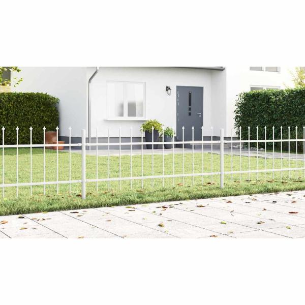Gartenzaun 2 pcs Weiß 3,4 x 0,6 m Pulverbeschichteter Stahl