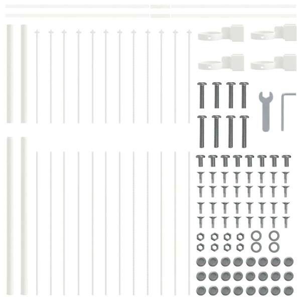 Gartenzaun mit Spitzen Weiß 3,4 x 1,5 m aus Stahl