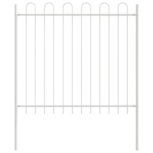 Gartenzaun mit Bogenoberteil Weiß 3,4x1,5 m Stahl