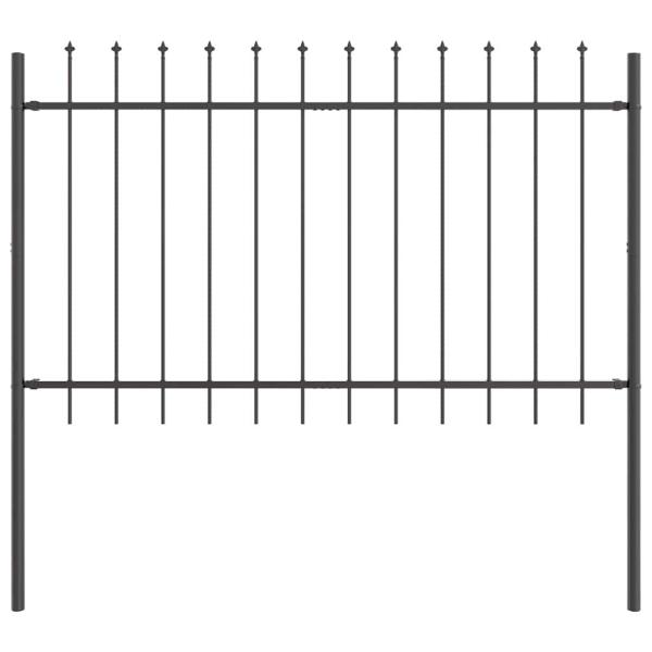 Gartenzaun mit Spitzen Grau 5,1x0,8 m Stahl