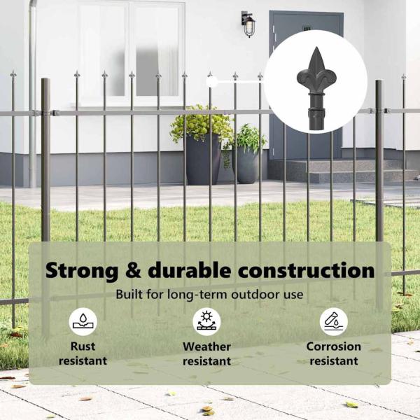 Gartenzaun mit Fenster-Top in Grau, 5,1 x 1 m aus Stahl