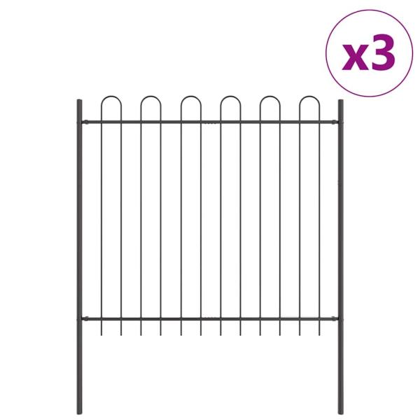 Gartenzaun mit Bogenoberteil Grau 5,1x1,5 m aus Stahl