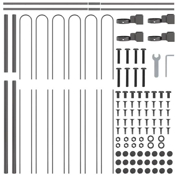 Gartenzaun mit Bogenoberteil Grau 5,1x1,5 m aus Stahl