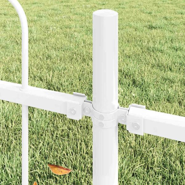 Gartenzaun mit Bogenoberteil, Weiß, 5,1 m x 1,2 m, Stahl
