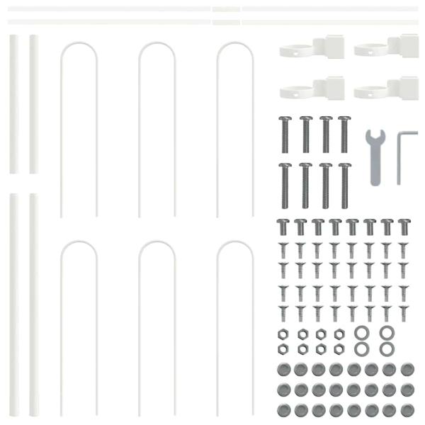 Gartenzaun mit Bogenoberteil, Weiß, 5,1 m x 1,2 m, Stahl