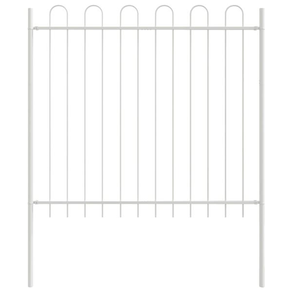 Gartenzaun mit Bogenoberkante Weiß 5,1x1,5 m aus Stahl